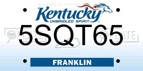 5SQT65 Kentucky License Plate