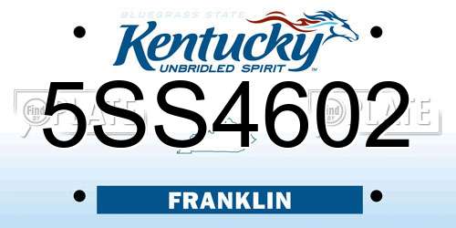 5SS4602 Kentucky License Plate