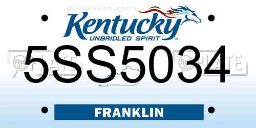 5SS5034 Kentucky License Plate