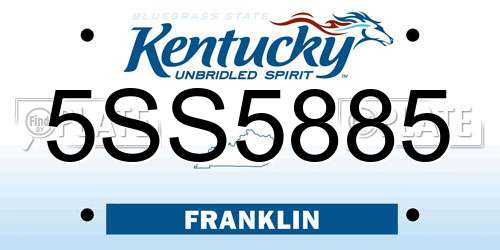 5SS5885 Kentucky License Plate