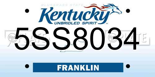 5SS8034 Kentucky License Plate