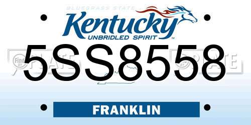 5SS8558 Kentucky License Plate