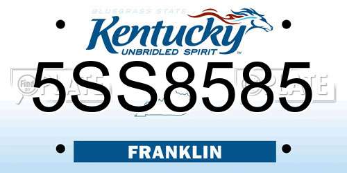 5SS8585 Kentucky License Plate