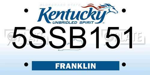5SSB151 Kentucky License Plate