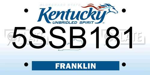 5SSB181 Kentucky License Plate