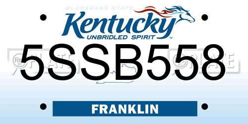 5SSB558 Kentucky License Plate