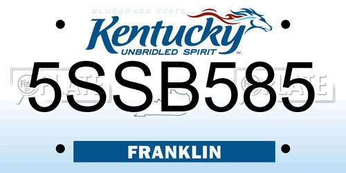 5SSB585 Kentucky License Plate