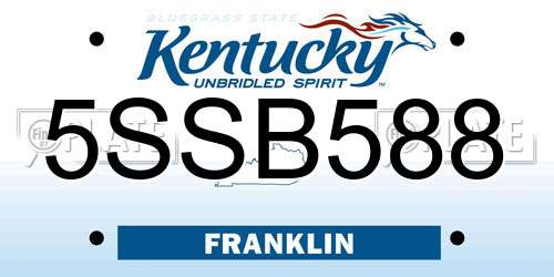 5SSB588 Kentucky License Plate