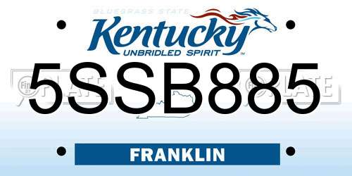 5SSB885 Kentucky License Plate