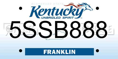5SSB888 Kentucky License Plate