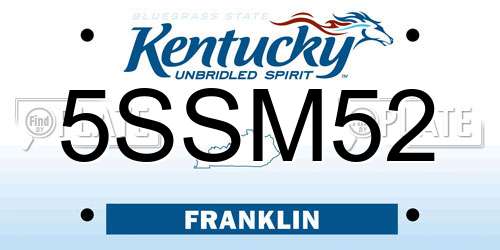 5SSM52 Kentucky License Plate