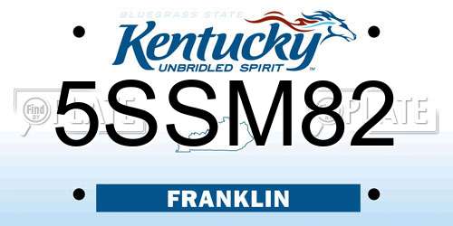 5SSM82 Kentucky License Plate