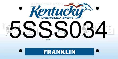 5SSS034 Kentucky License Plate