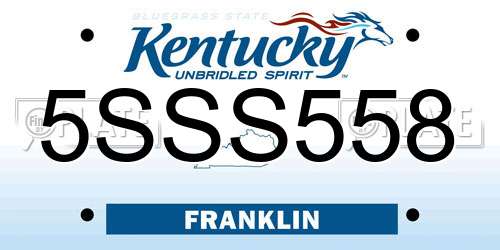 5SSS558 Kentucky License Plate