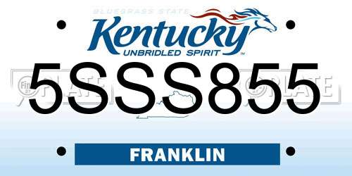 5SSS855 Kentucky License Plate