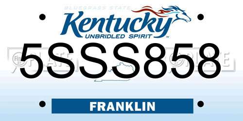 5SSS858 Kentucky License Plate