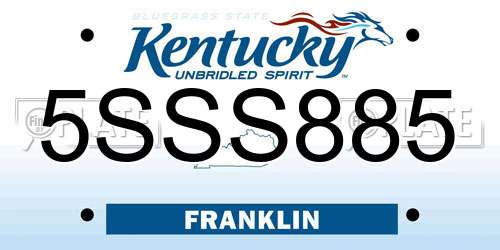 5SSS885 Kentucky License Plate