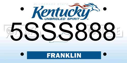 5SSS888 Kentucky License Plate