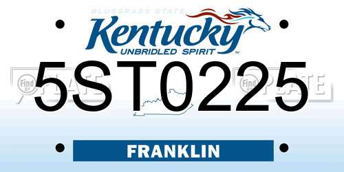 5ST0225 Kentucky License Plate