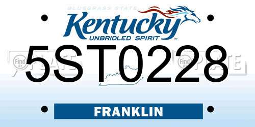 5ST0228 Kentucky License Plate