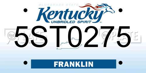5ST0275 Kentucky License Plate
