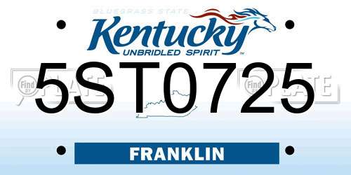 5ST0725 Kentucky License Plate