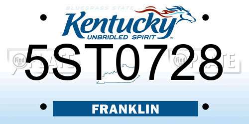 5ST0728 Kentucky License Plate