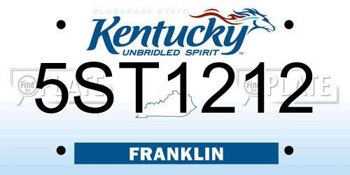 5ST1212 Kentucky License Plate