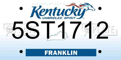 5ST1712 Kentucky License Plate
