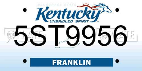 5ST9956 Kentucky License Plate