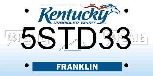 5STD33 Kentucky License Plate