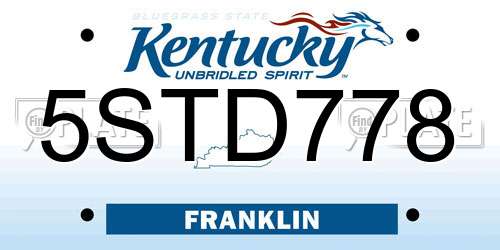 5STD778 Kentucky License Plate