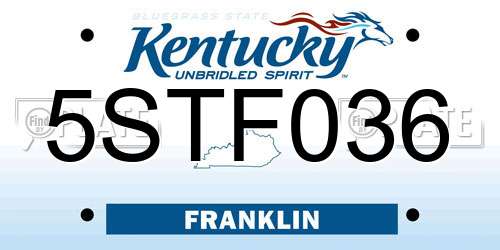 5STF036 Kentucky License Plate
