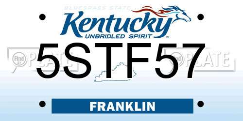 5STF57 Kentucky License Plate