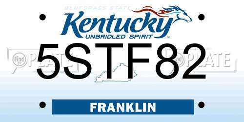 5STF82 Kentucky License Plate