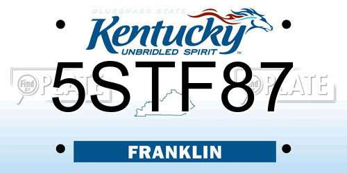 5STF87 Kentucky License Plate
