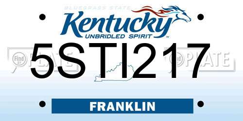 5STI217 Kentucky License Plate