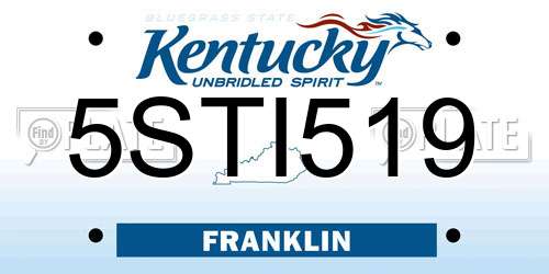 5STI519 Kentucky License Plate