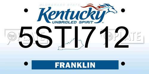5STI712 Kentucky License Plate