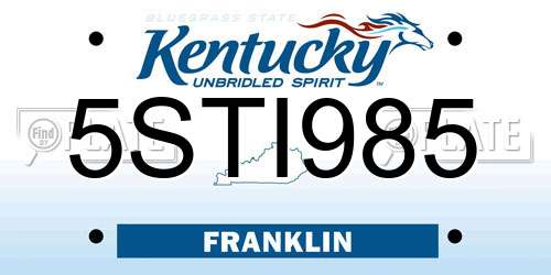 5STI985 Kentucky License Plate