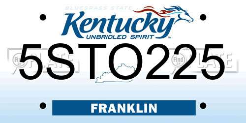 5STO225 Kentucky License Plate