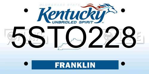 5STO228 Kentucky License Plate