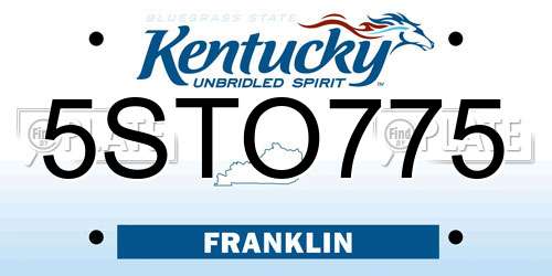 5STO775 Kentucky License Plate