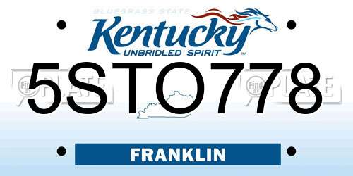 5STO778 Kentucky License Plate