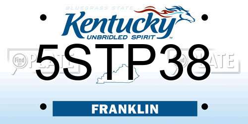 5STP38 Kentucky License Plate