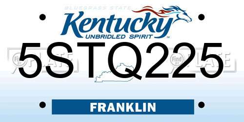 5STQ225 Kentucky License Plate