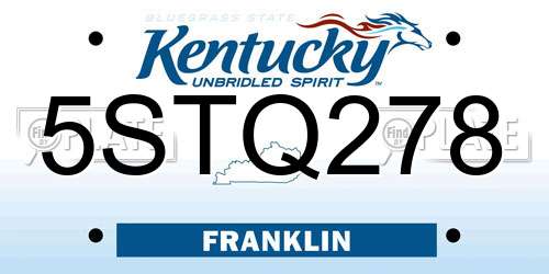 5STQ278 Kentucky License Plate