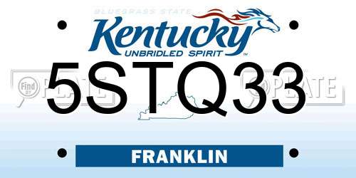 5STQ33 Kentucky License Plate