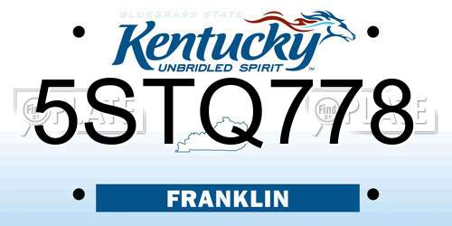 5STQ778 Kentucky License Plate