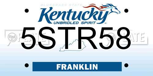5STR58 Kentucky License Plate
